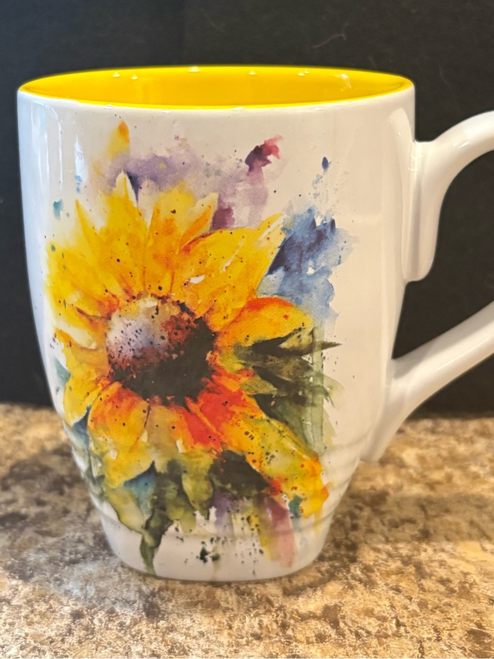 Sunflower Ceramic Coffee Mug with Yellow Interior Dean Crouser
